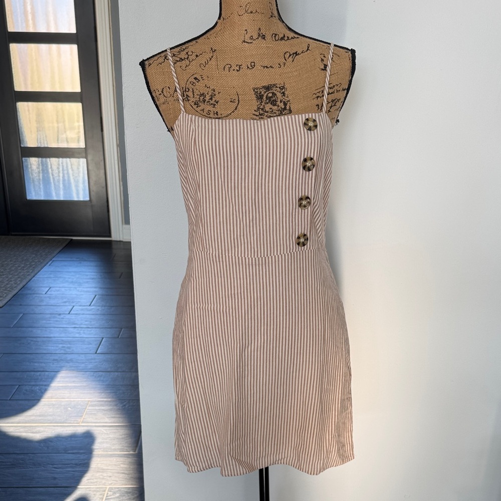 Tan and Whit Striped Dress